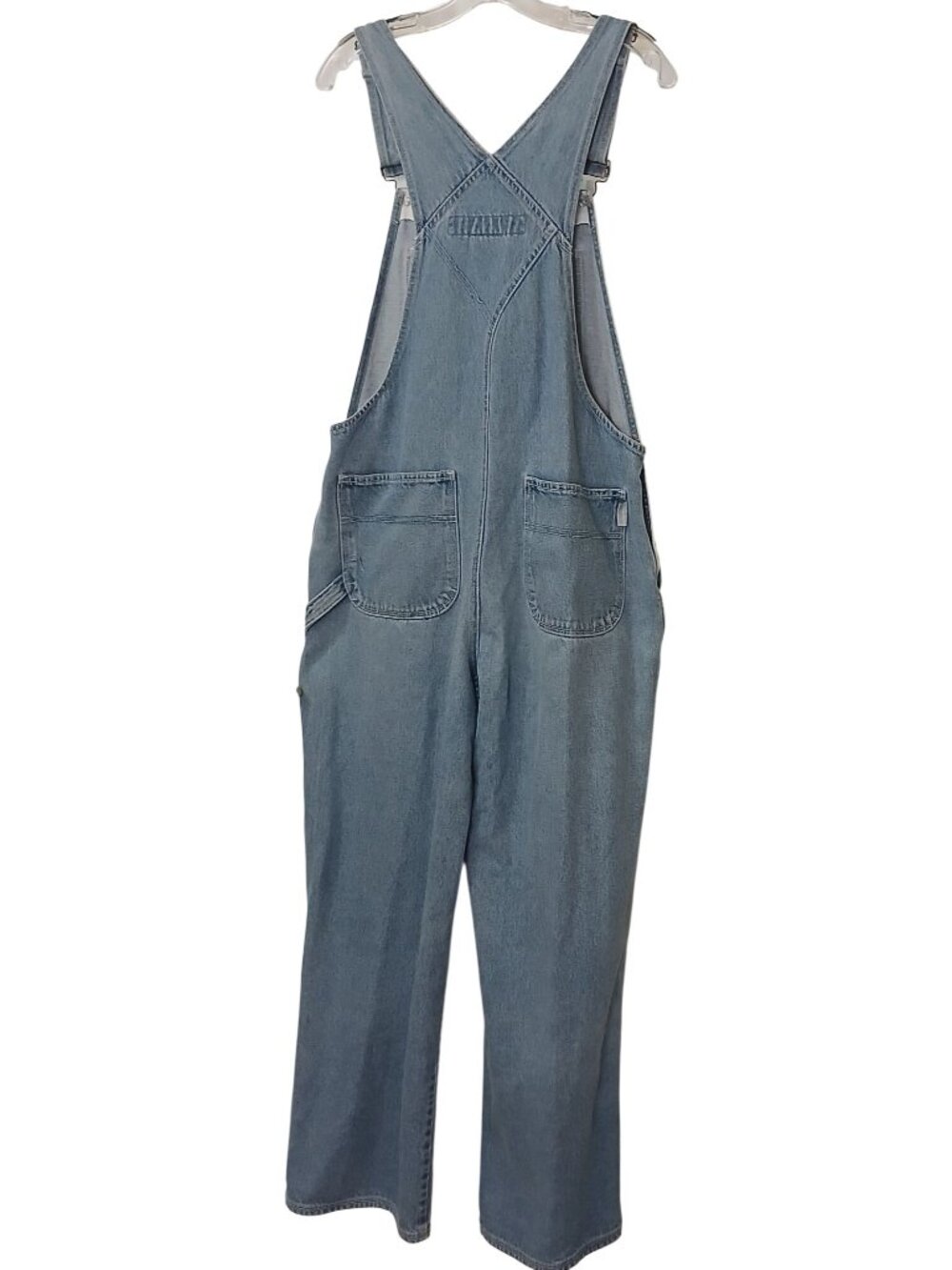 Vtg Abe Jeans Denim Overalls Womens Sz L Adj Straps Front Pocket Made Macau #B3 - Picture 2 of 13